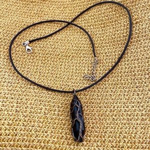 Obisidian pendant with cord